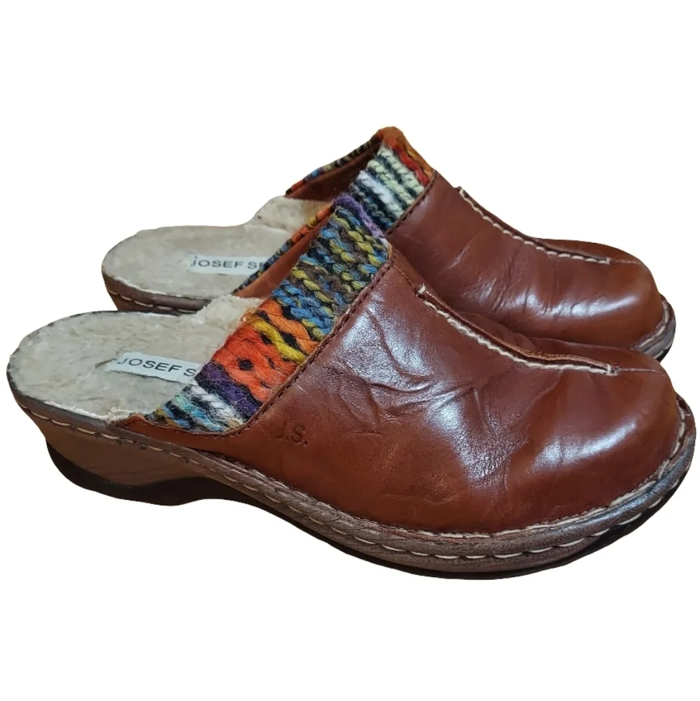 Josef Seibel Leather Catalonia Clog In Color Brandy/Multi - Picture 5 of 16